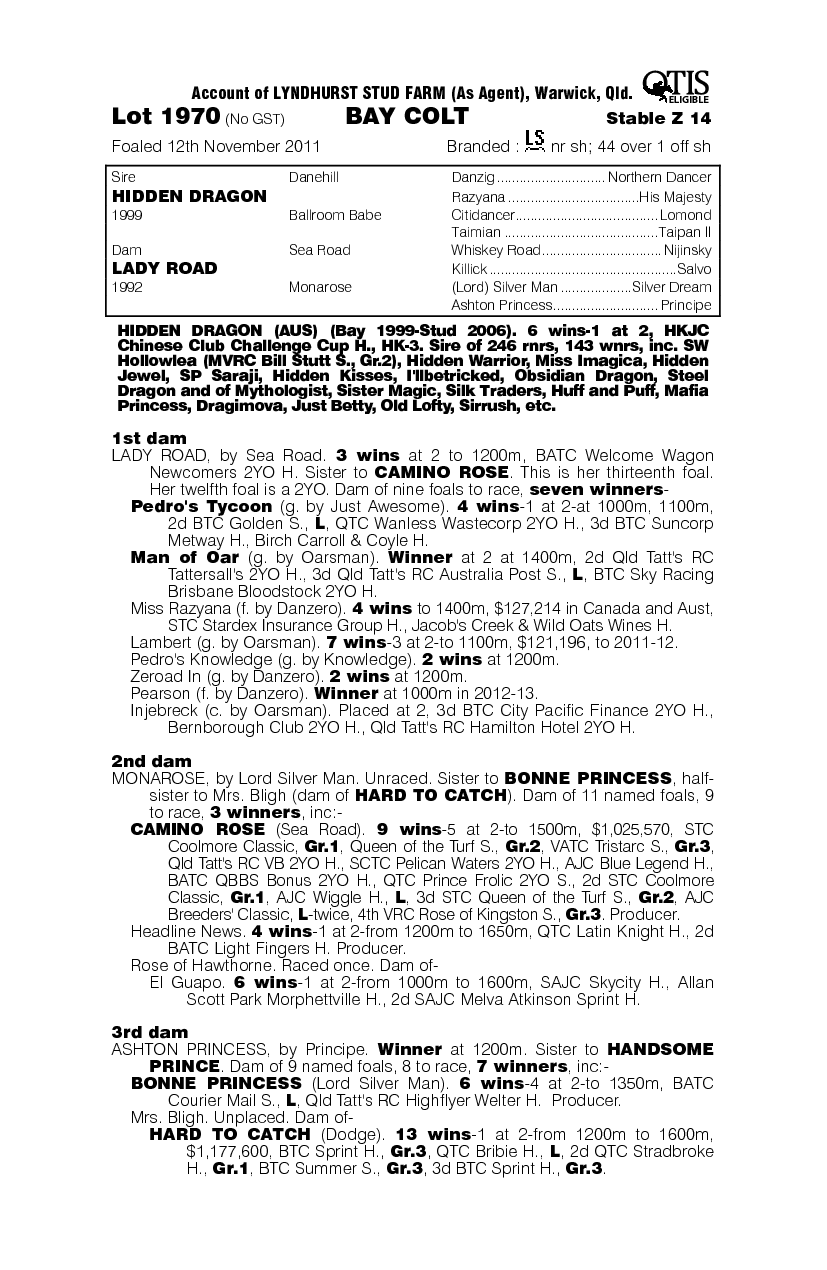 Hidden Road (AUS) - pedigree