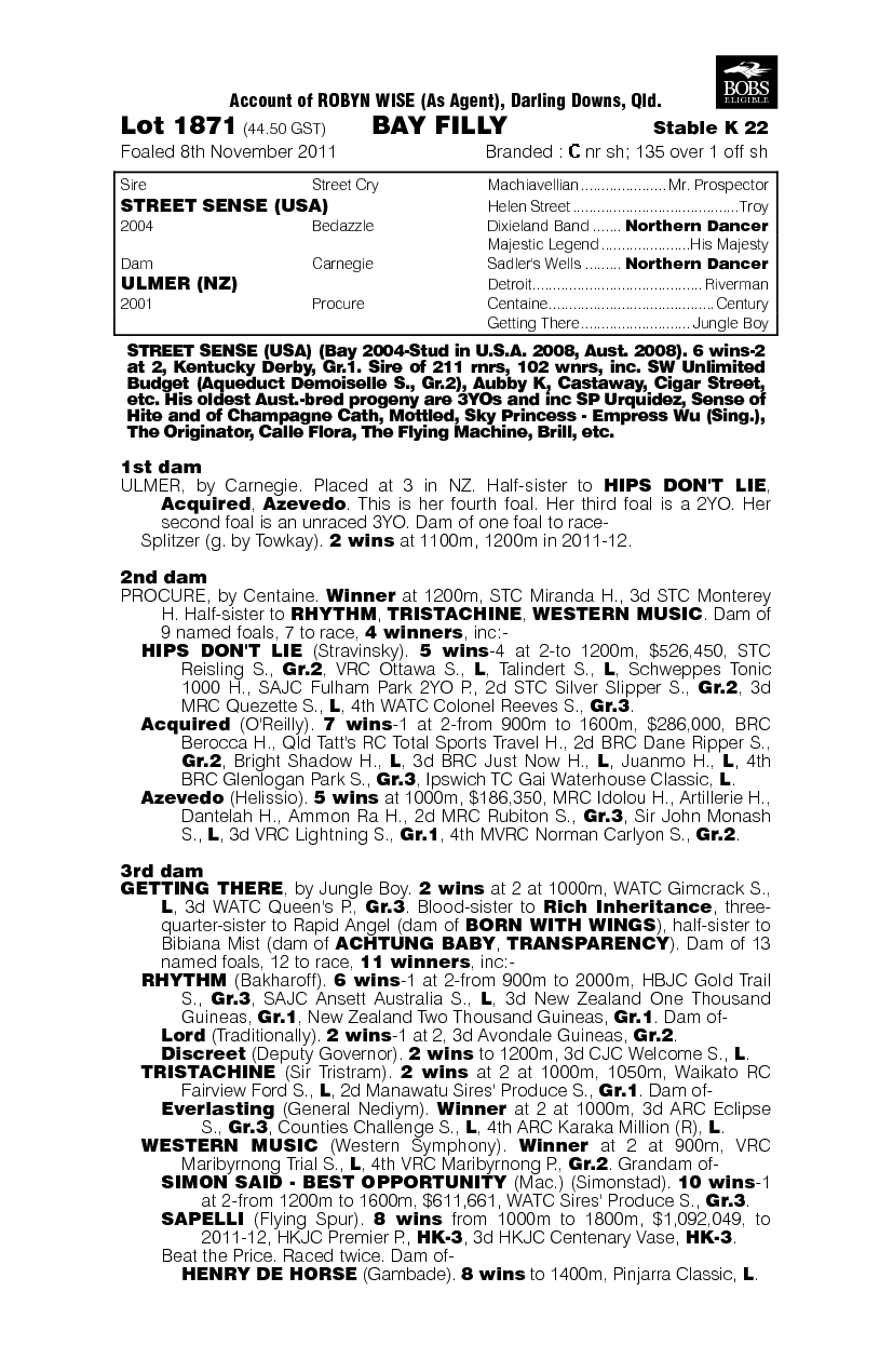 Street Sense (USA) / Ulmer (NZ) - pedigree