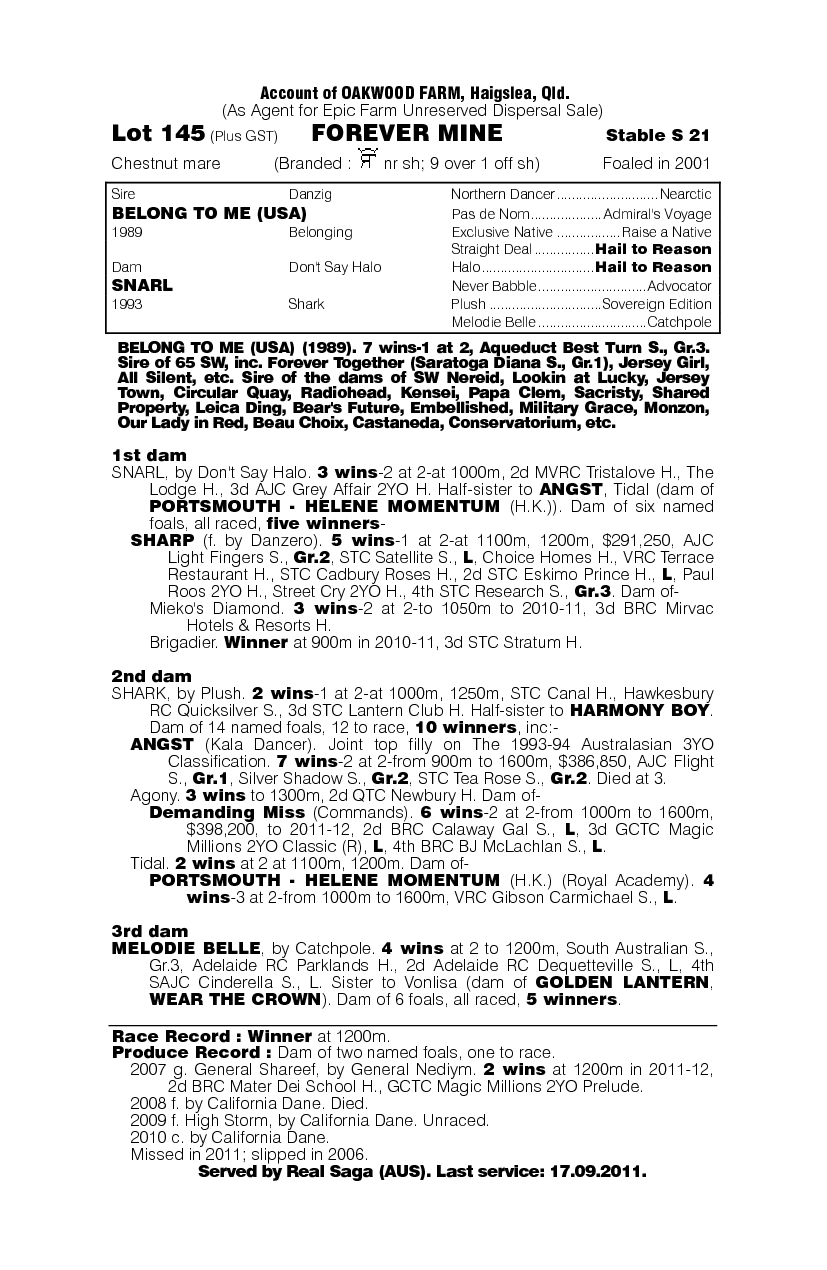 Forever Mine - pedigree