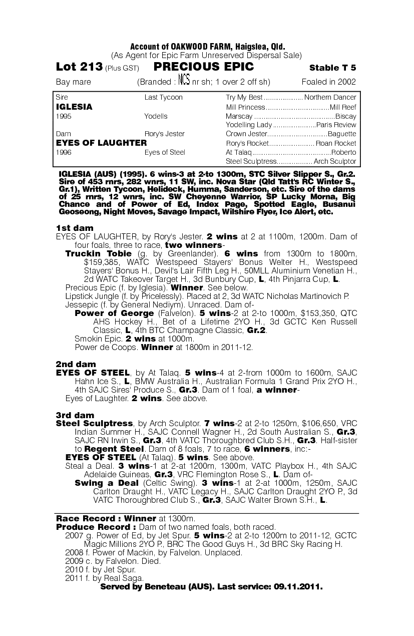 Precious Epic - pedigree