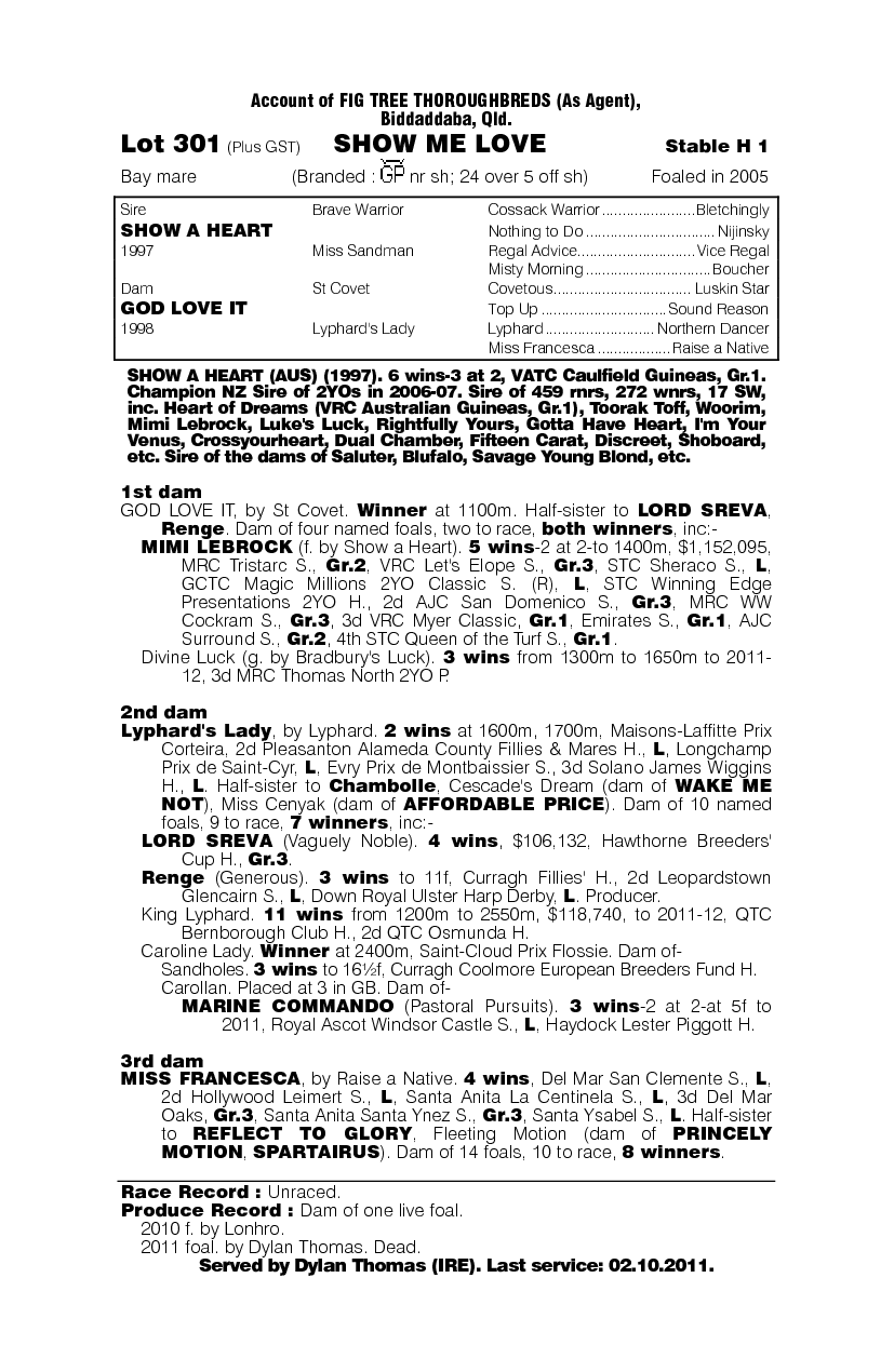 Show Me Love - pedigree