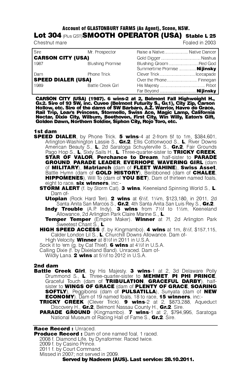 Smooth Operator (USA) - pedigree