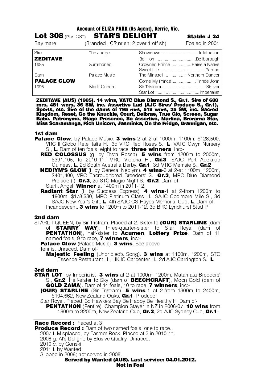 Star's Delight - pedigree