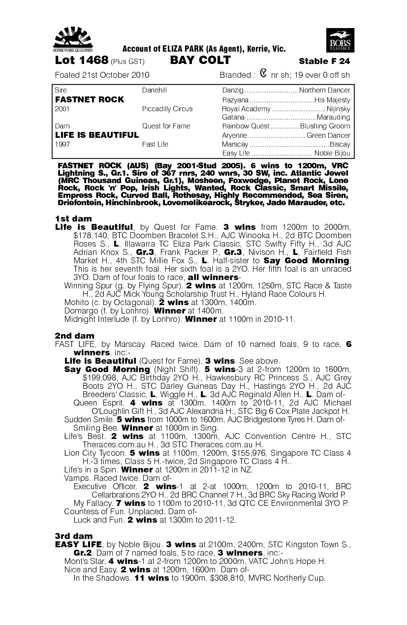 Mr Rossellini (AUS) - pedigree