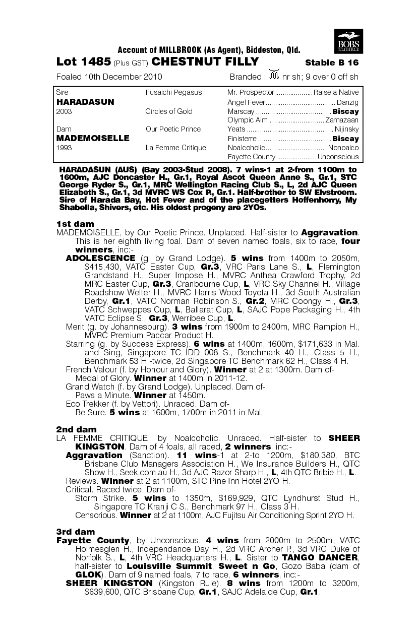 Don't Call Me Miss (AUS) - pedigree