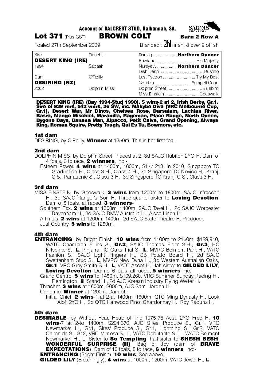 Desert Ruler - pedigree