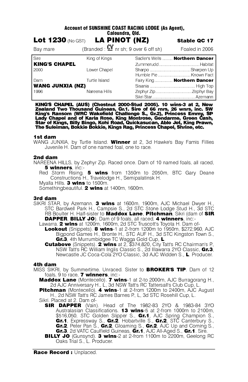 La Pinot (NZ) - pedigree