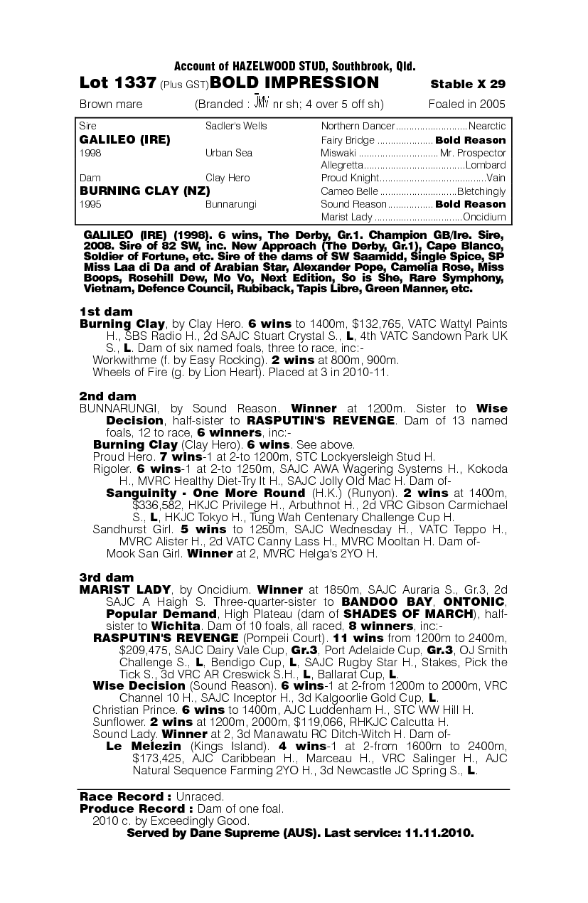 Bold Impression - pedigree