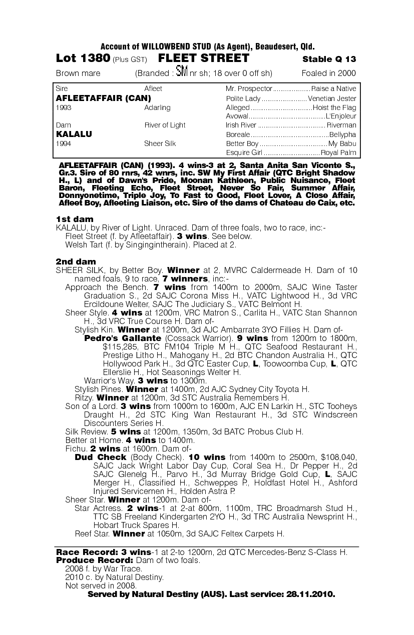 Fleet Street - pedigree