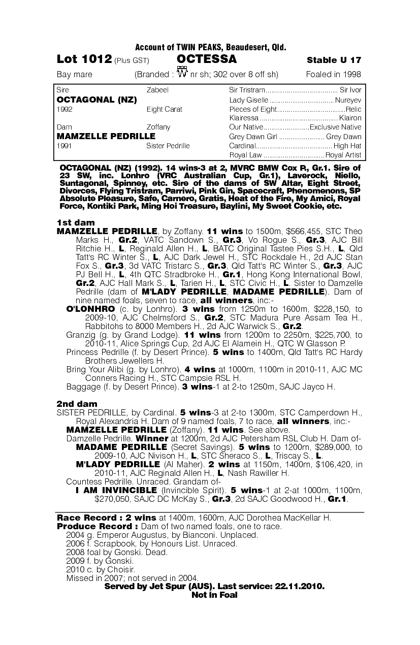 Octessa - pedigree