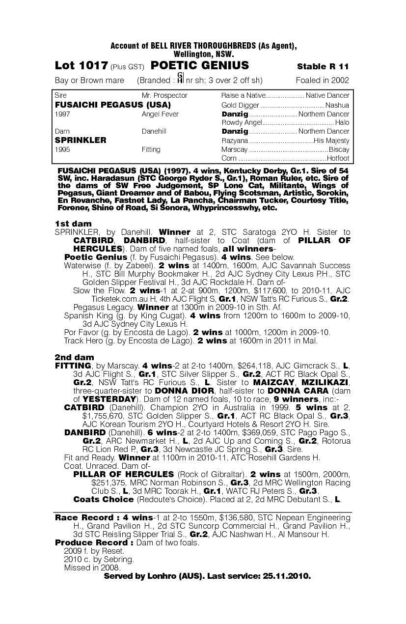 Poetic Genius - pedigree