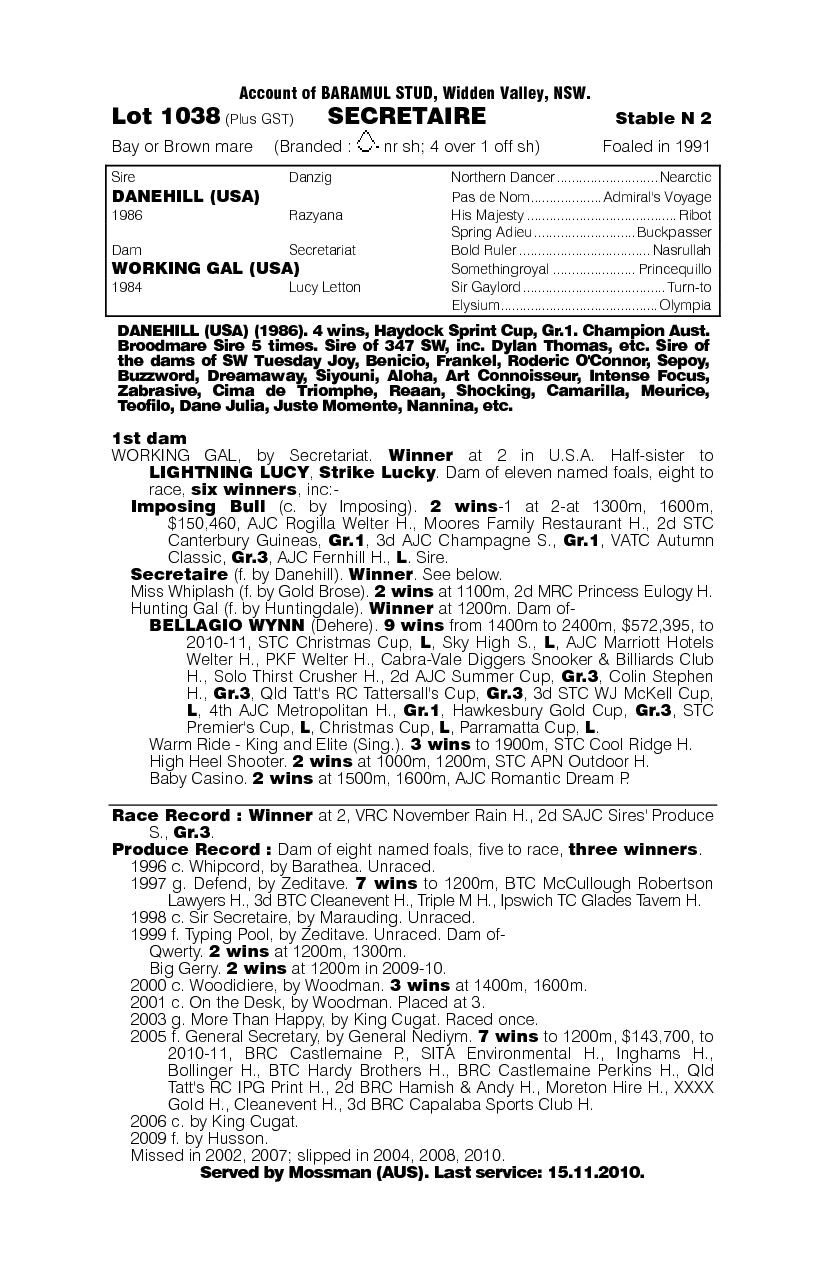 Secretaire - pedigree