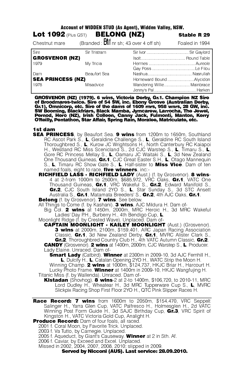 Belong (NZ) - pedigree