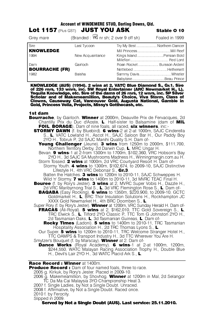 Just You Ask - pedigree