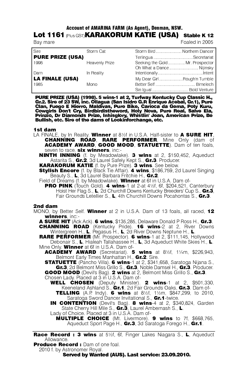 Karakorum Katie (USA) - pedigree