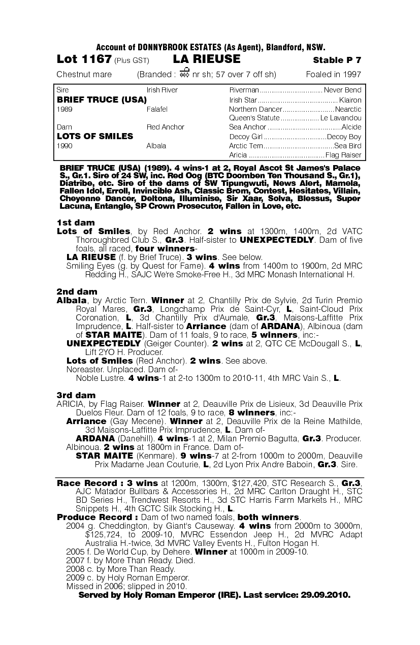 La Rieuse - pedigree