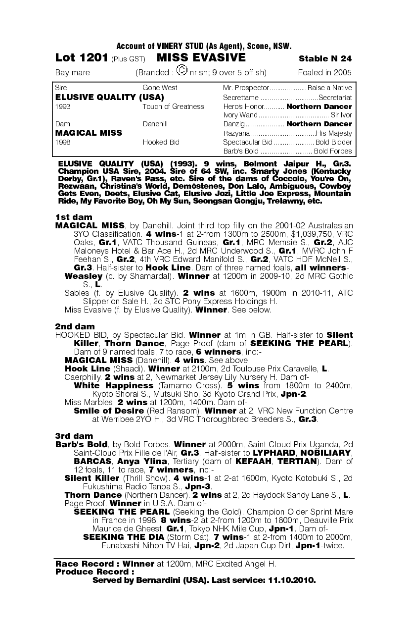 Miss Evasive - pedigree