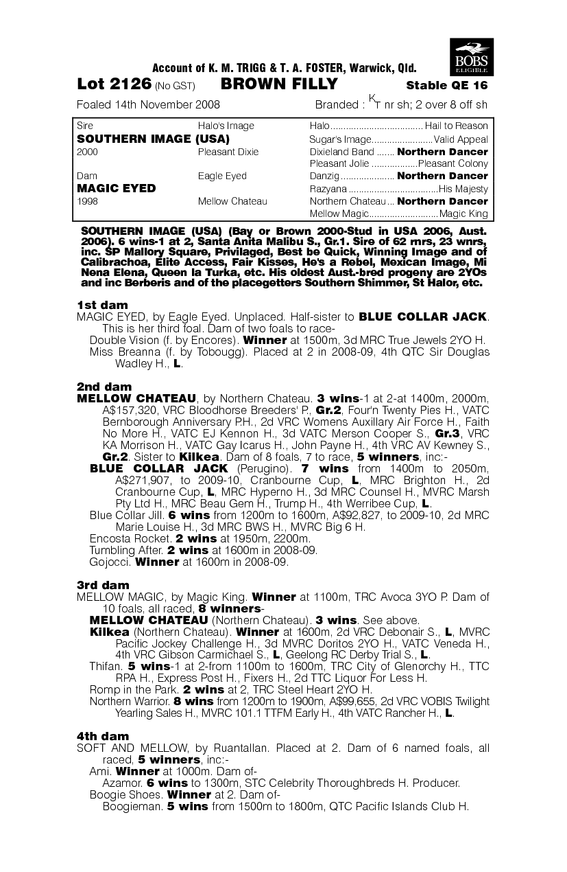Southern Image (USA) / Magic Eyed (AUS) - pedigree