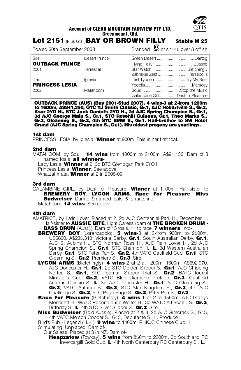 Outback Beauty - pedigree