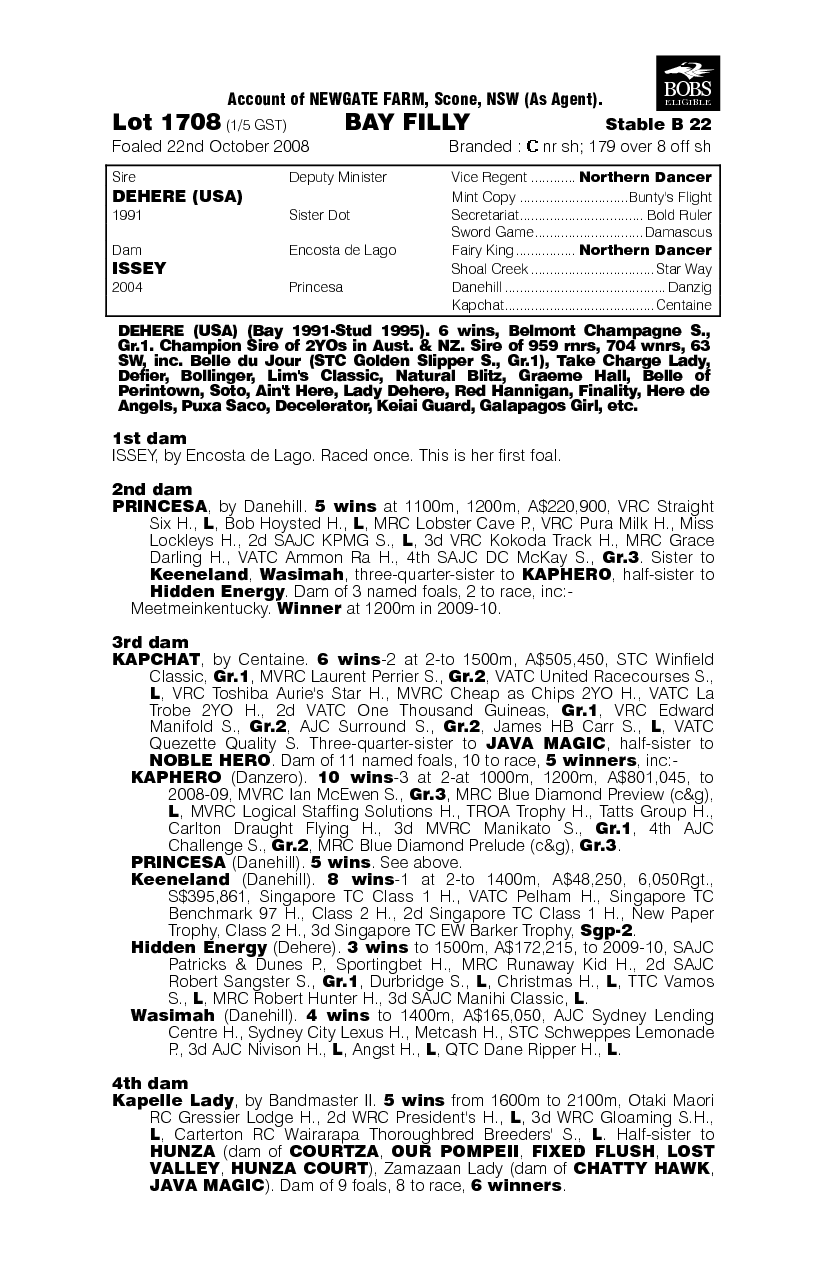 Dehere Song - pedigree