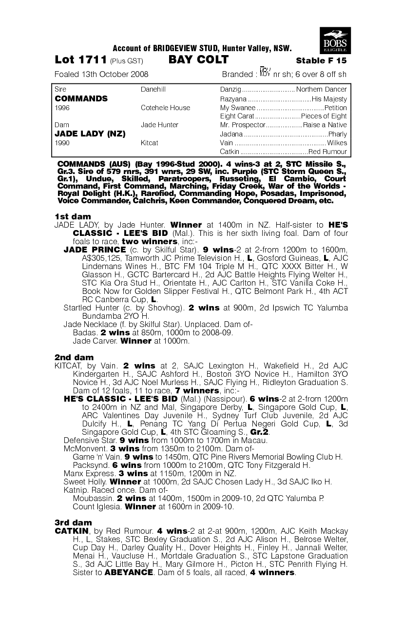 Jade's Command - pedigree