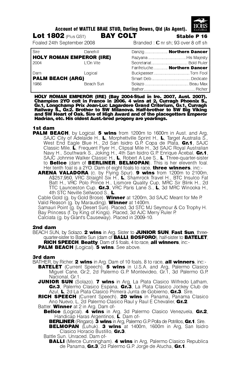 Emperor's Beach - pedigree