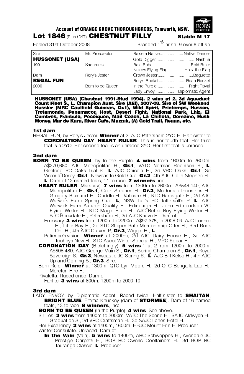 Regal Thunder - pedigree