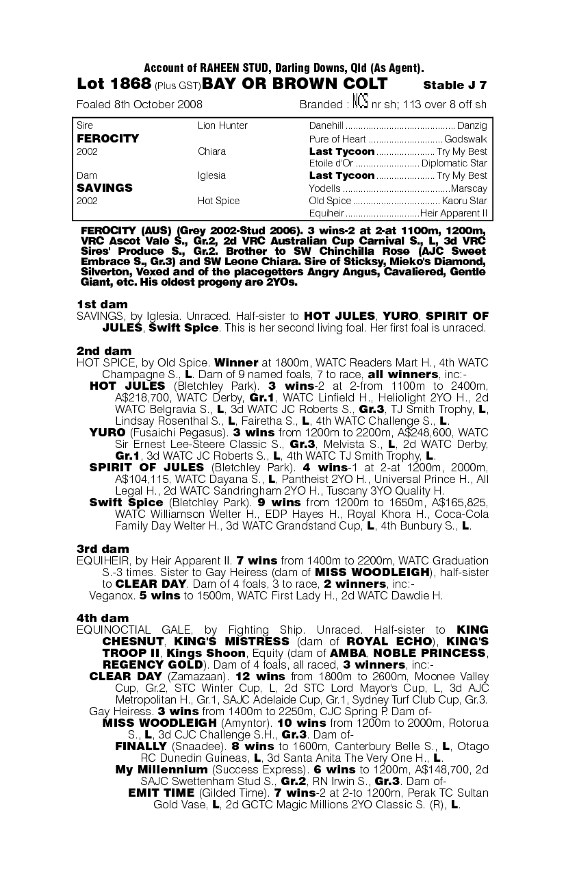 Save The City - pedigree