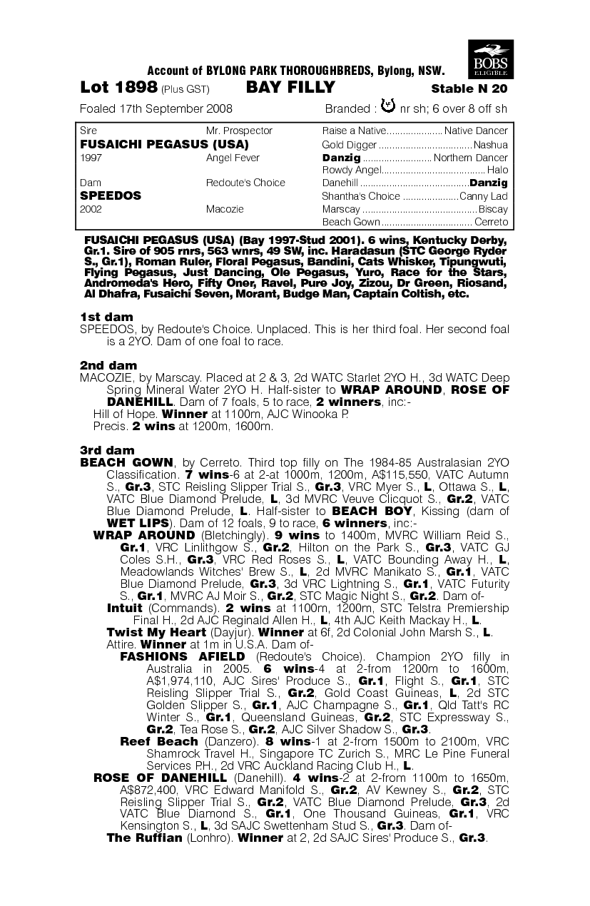 Flying Fashions - pedigree