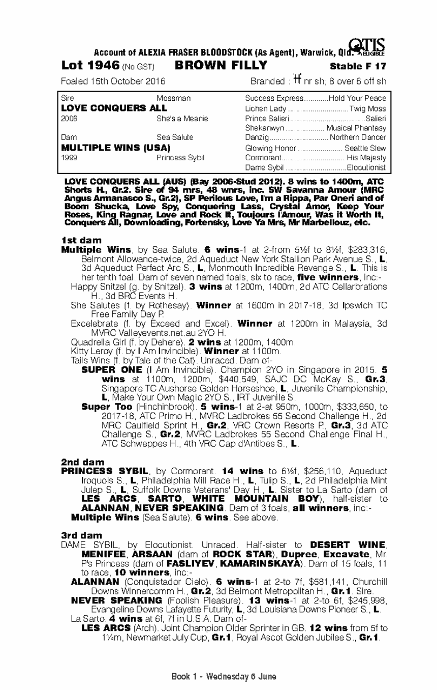 Love Conquers All (AUS) / Multiple Wins (USA) - pedigree