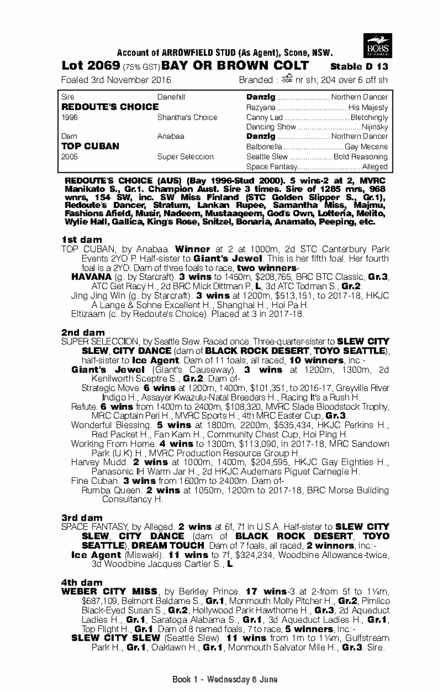 Redoute's Choice (AUS) / Top Cuban (AUS) - pedigree