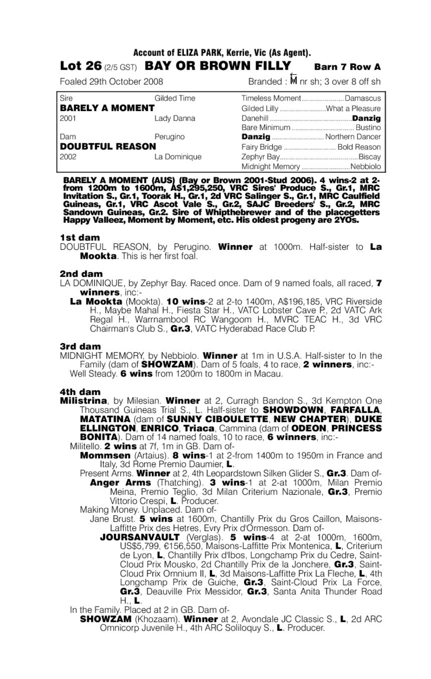 Time And Reason - pedigree