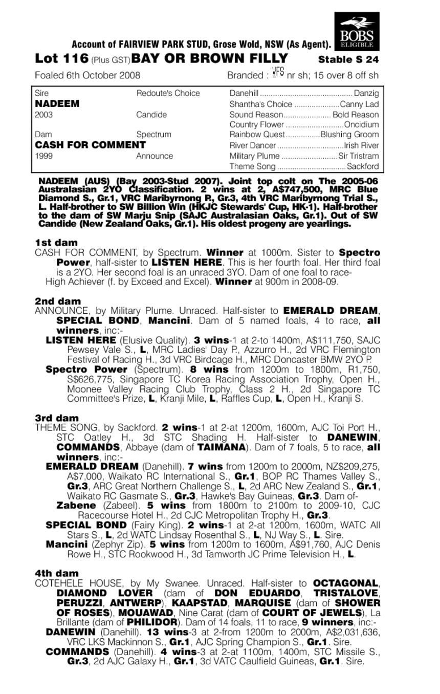 Colloquial - pedigree