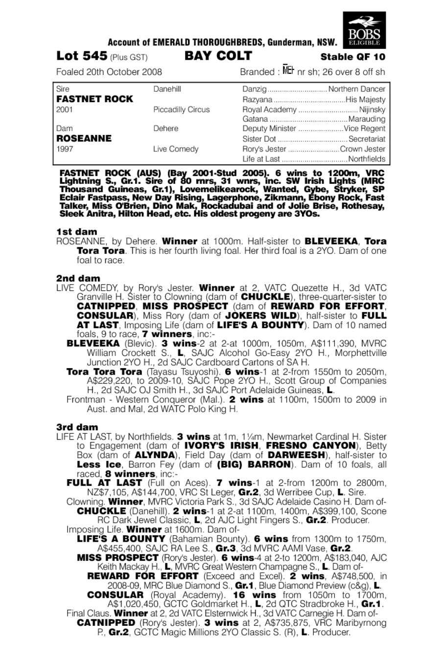 Half Back Flank - pedigree