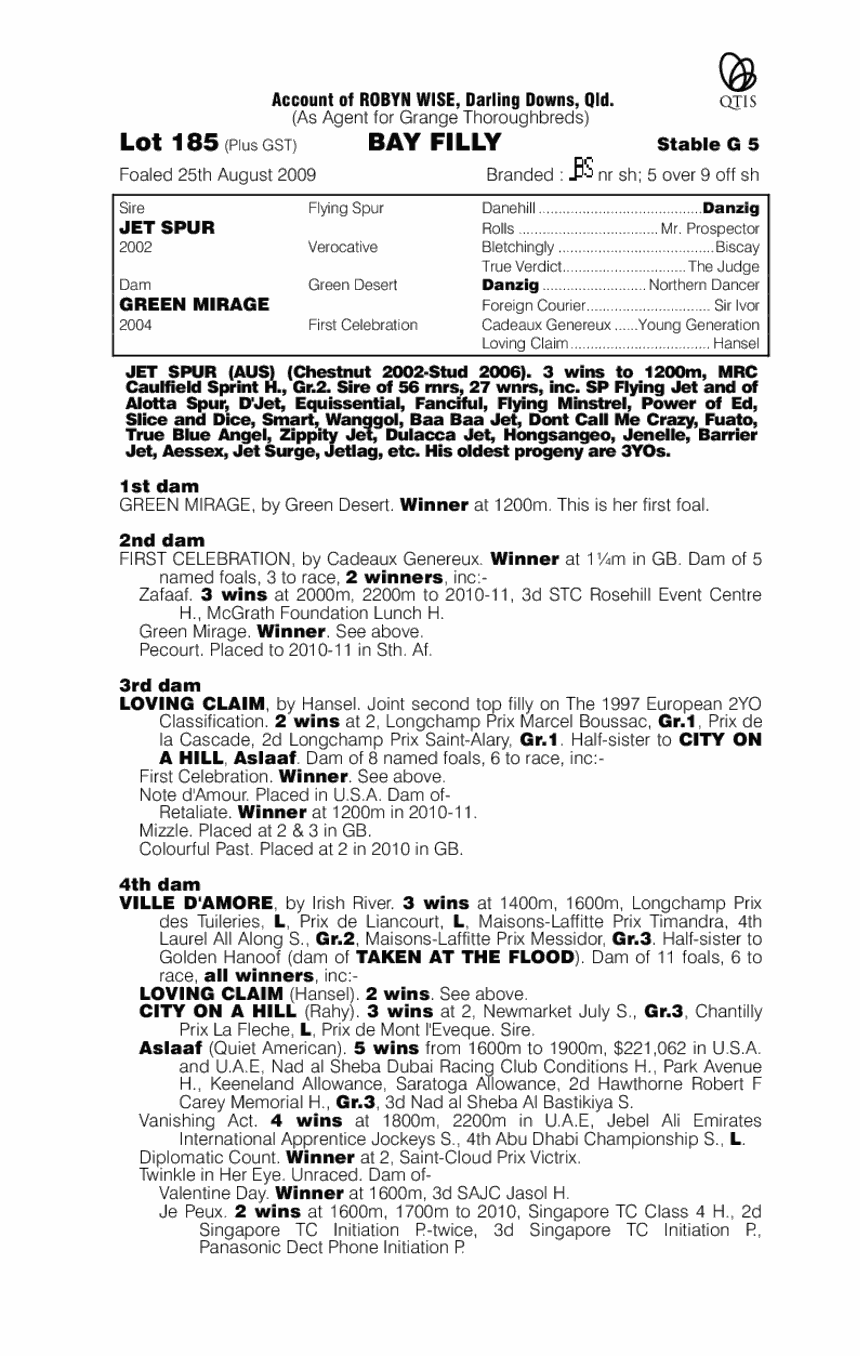 She's A Mirage - pedigree