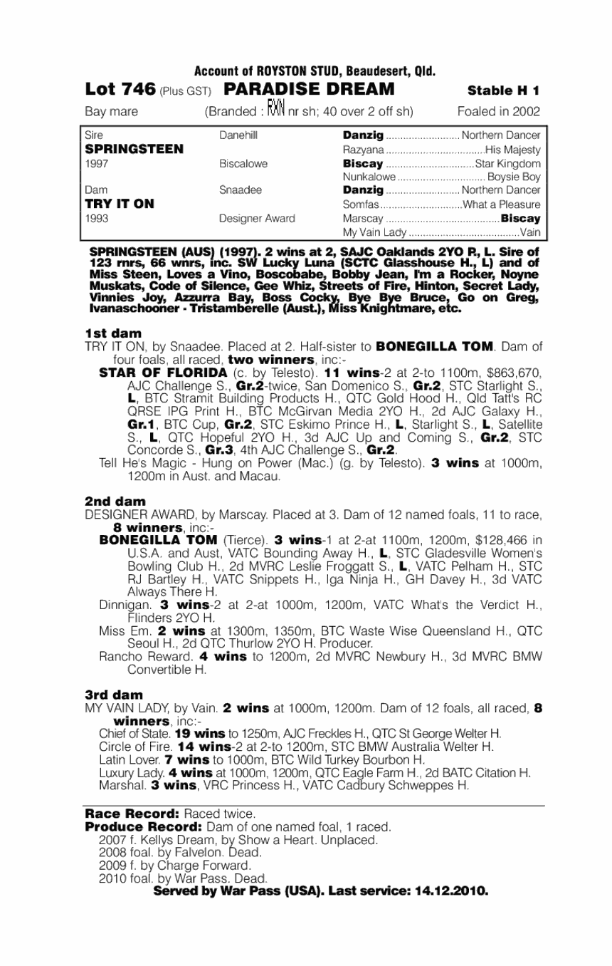 Paradise Dream - pedigree