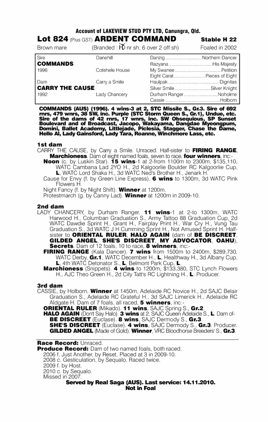 Ardent Command - pedigree