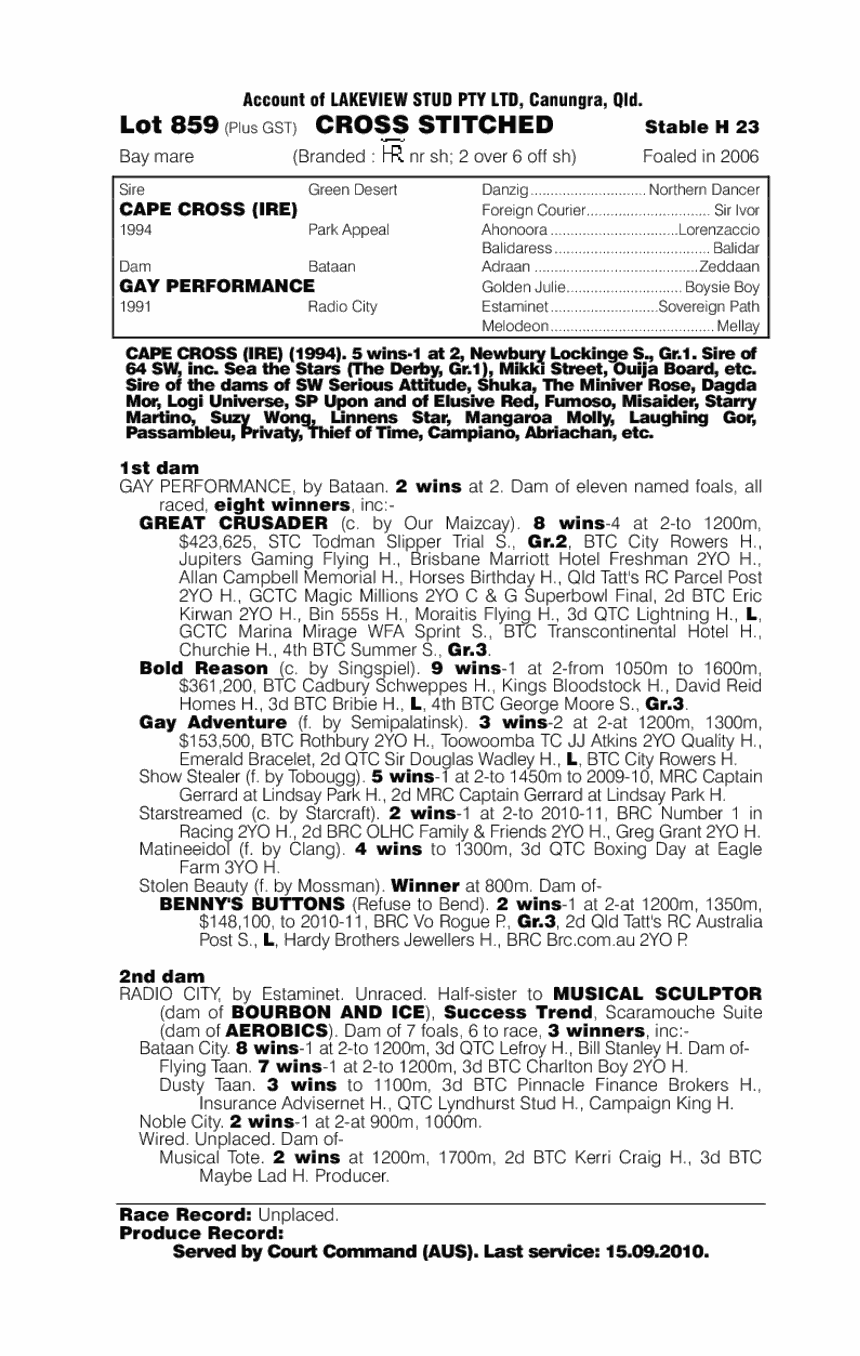 Cross Stitched - pedigree