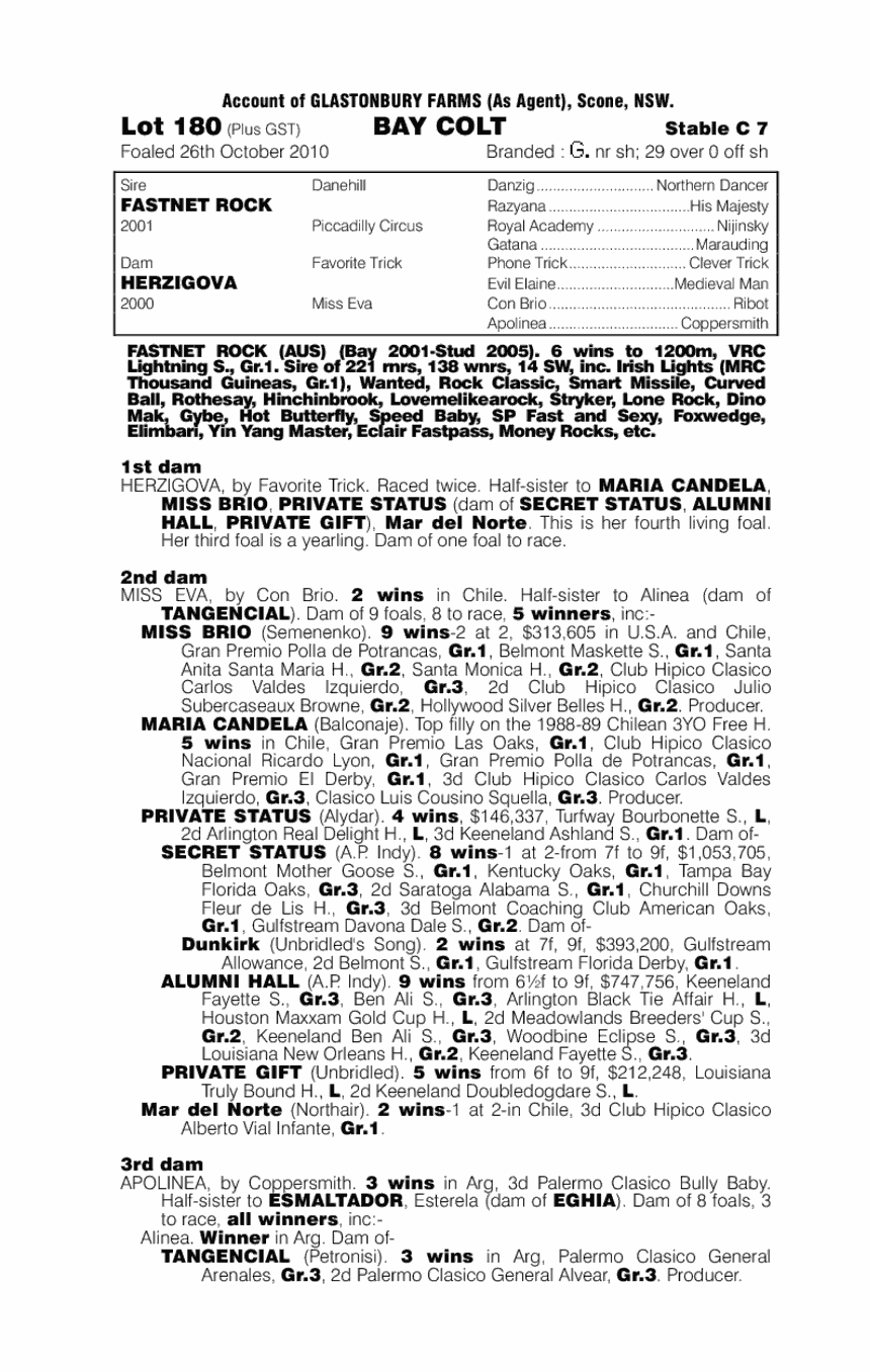 Fastnet Rock (AUS) / Herzigova (AUS) - pedigree