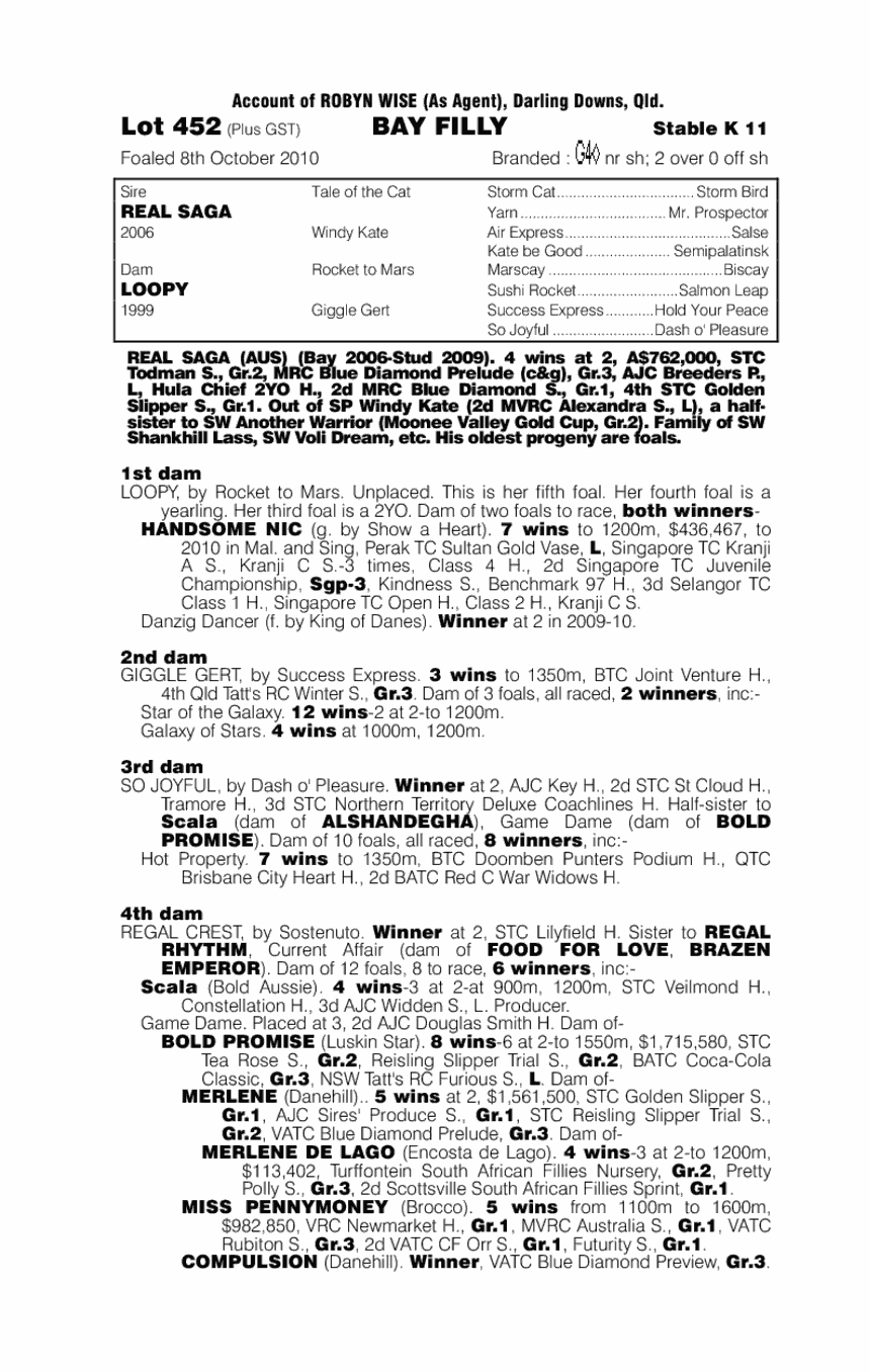 Real Saga (AUS) / Loopy (AUS) - pedigree