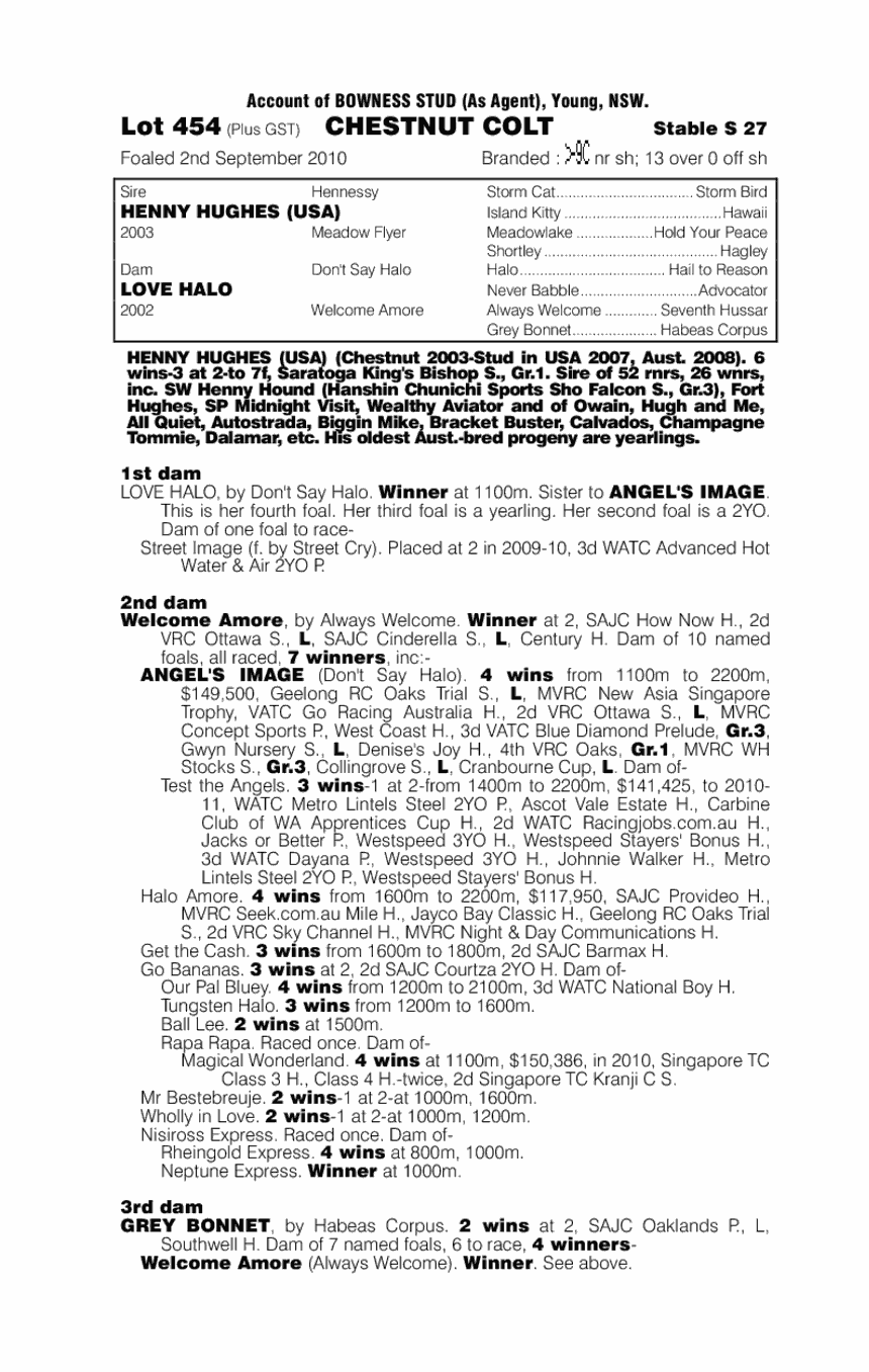 Henny Hughes (USA) / Love Halo (AUS) - pedigree