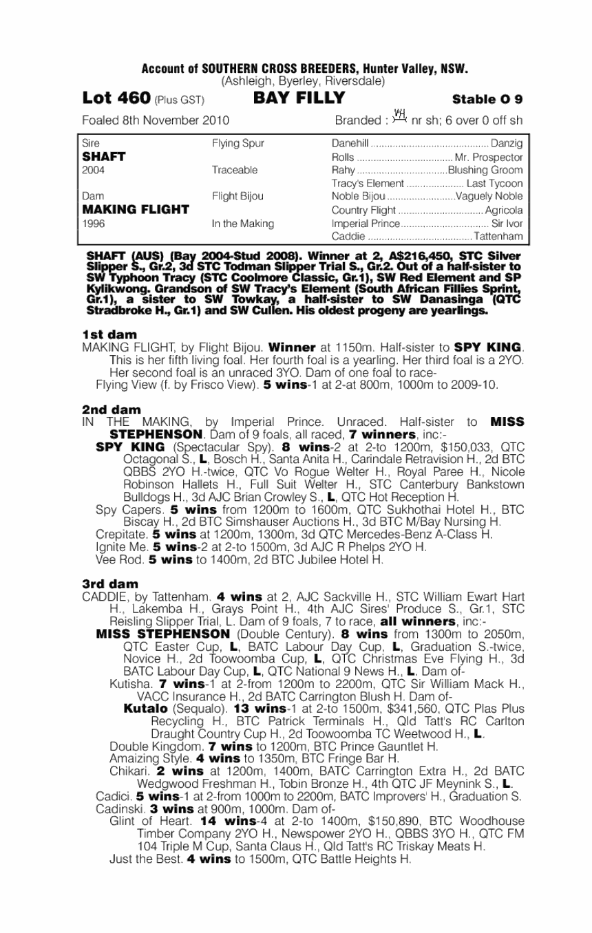 Shaft (AUS) / Making Flight (AUS) - pedigree