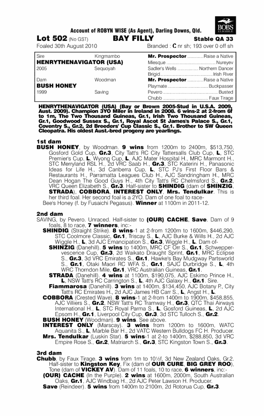 Bush Pilot (AUS) - pedigree