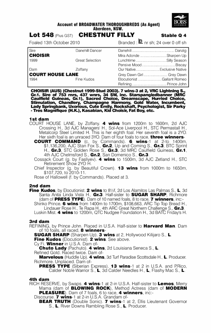 Que Cee (AUS) - pedigree