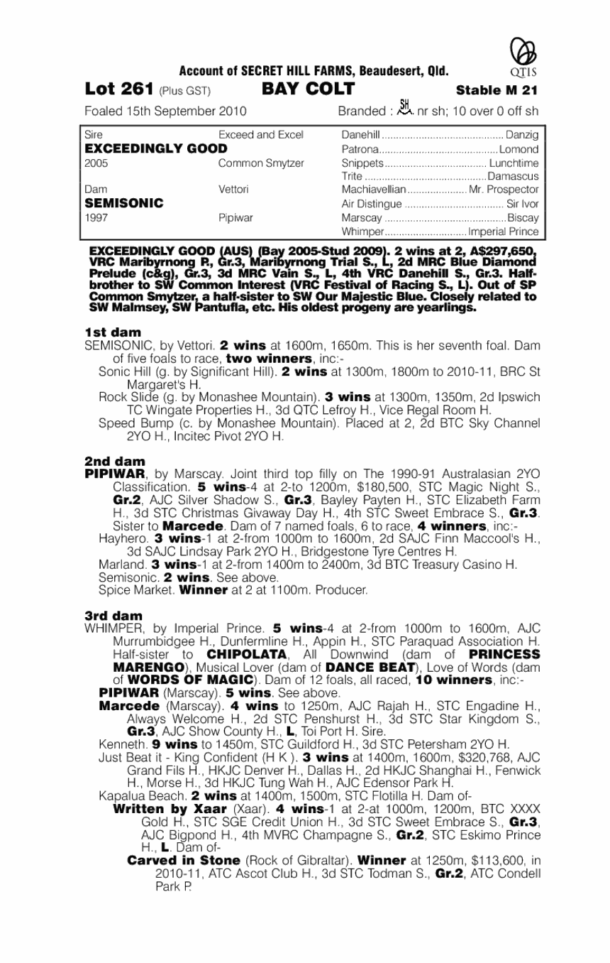 Semifreddo (AUS) - pedigree