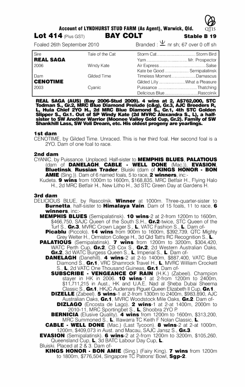 Seven Sagas - pedigree