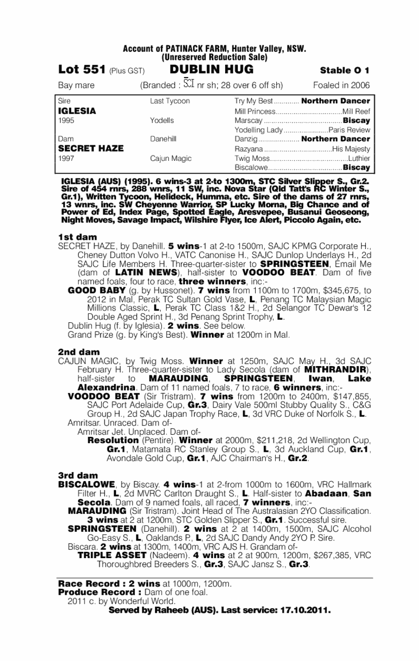 Dublin Hug - pedigree