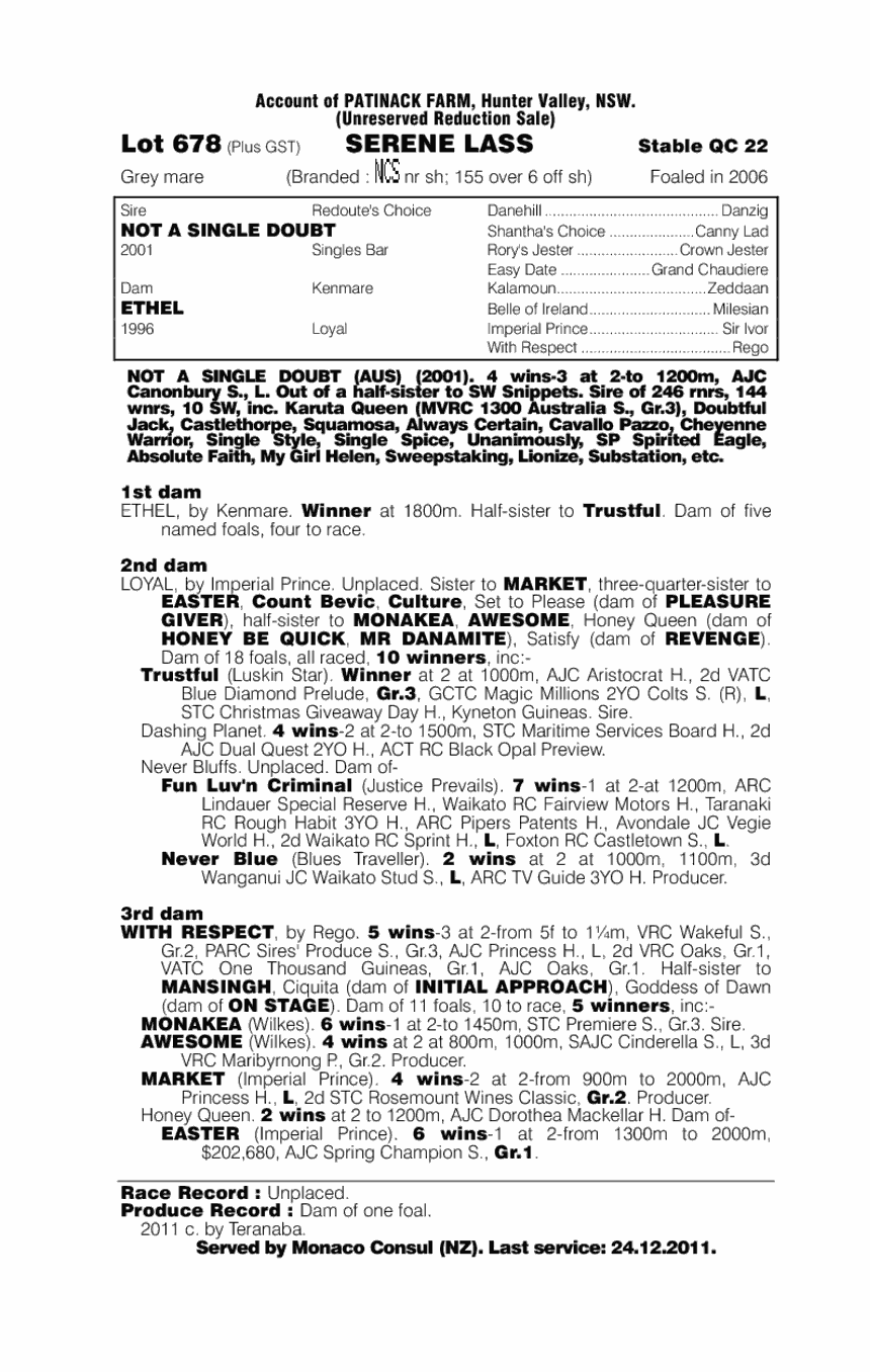 Serene Lass - pedigree