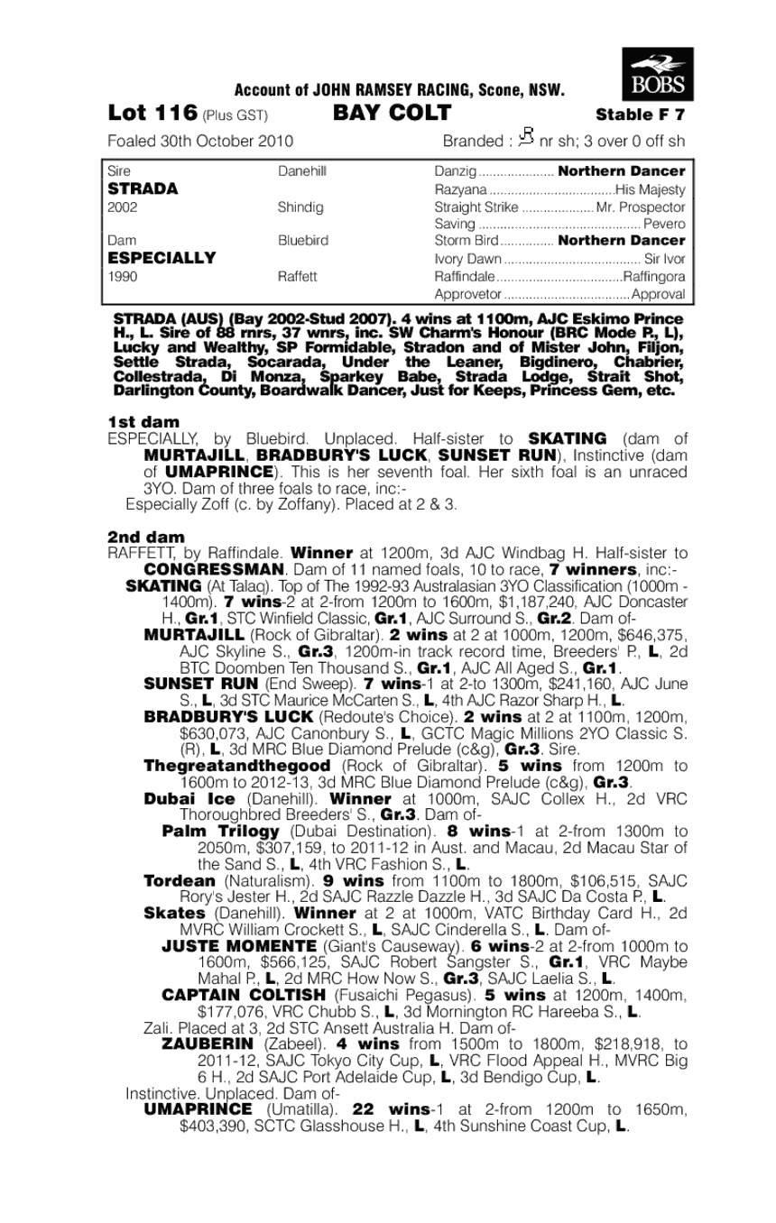 Strada (AUS) / Especially (AUS) - pedigree