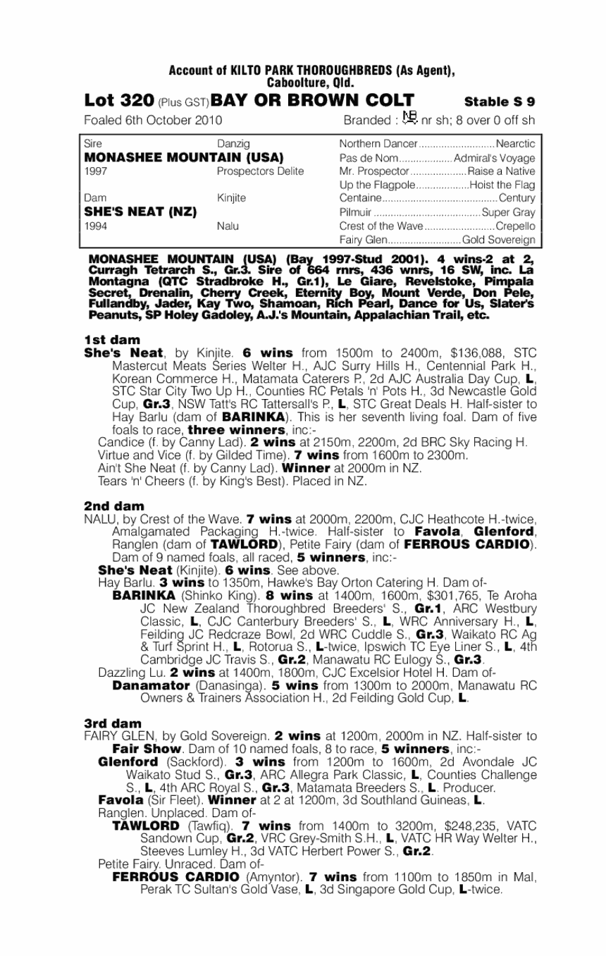 Monashee Mountain (USA) / She's Neat (NZ) - pedigree